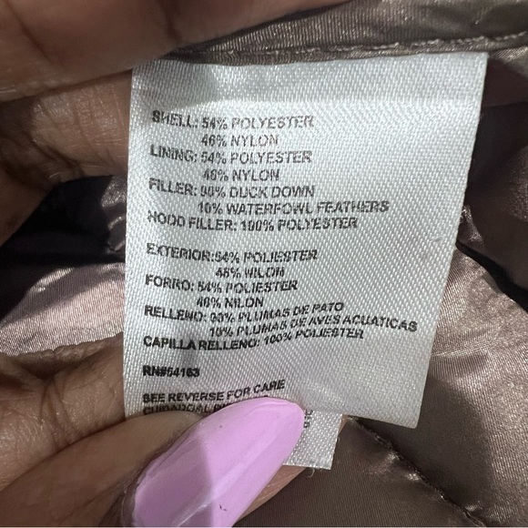 Andrew Marc Metallic Brown Packable Lightweight Premium Down Hoodie Women’s Sz M - Picture 8 of 9